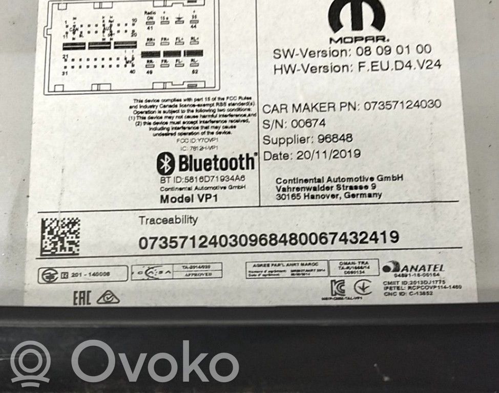 Peugeot Boxer Unitate principală radio/CD/DVD/GPS 
