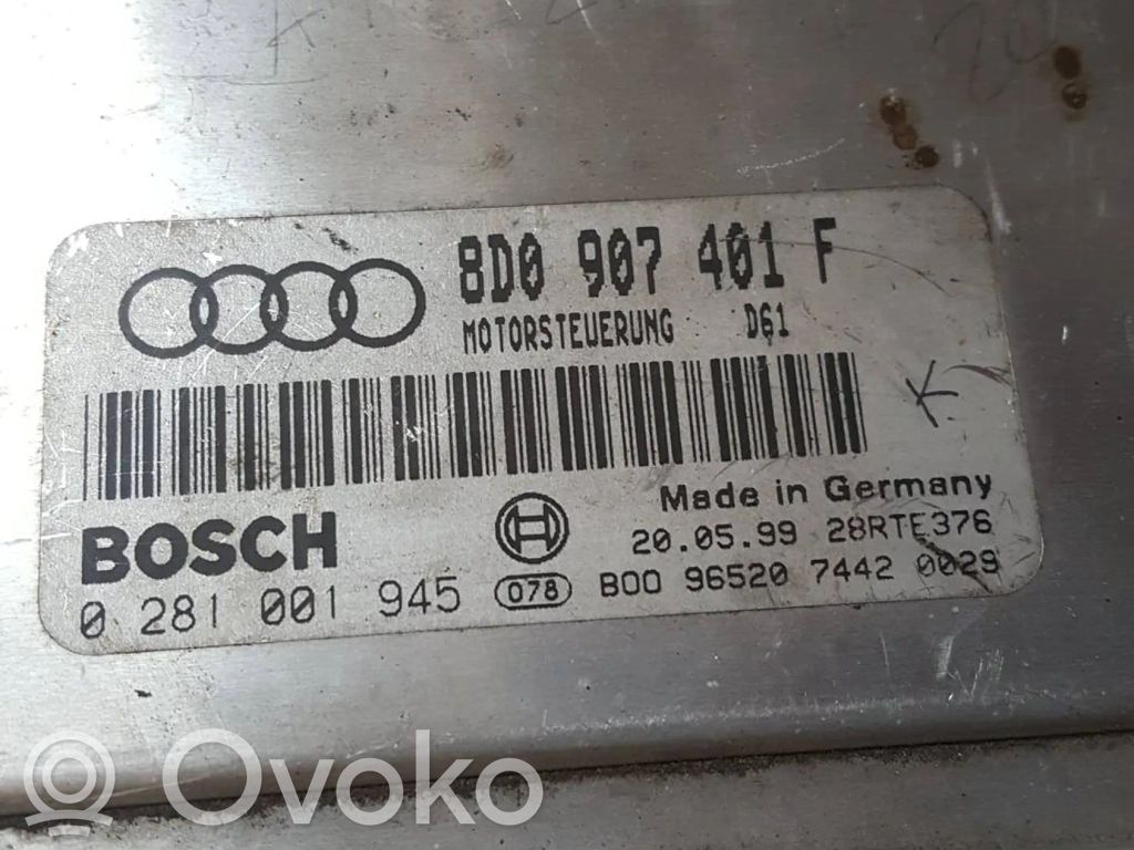 Unidad de control/módulo del motor   8D0907401F,28RTE376,0281001945