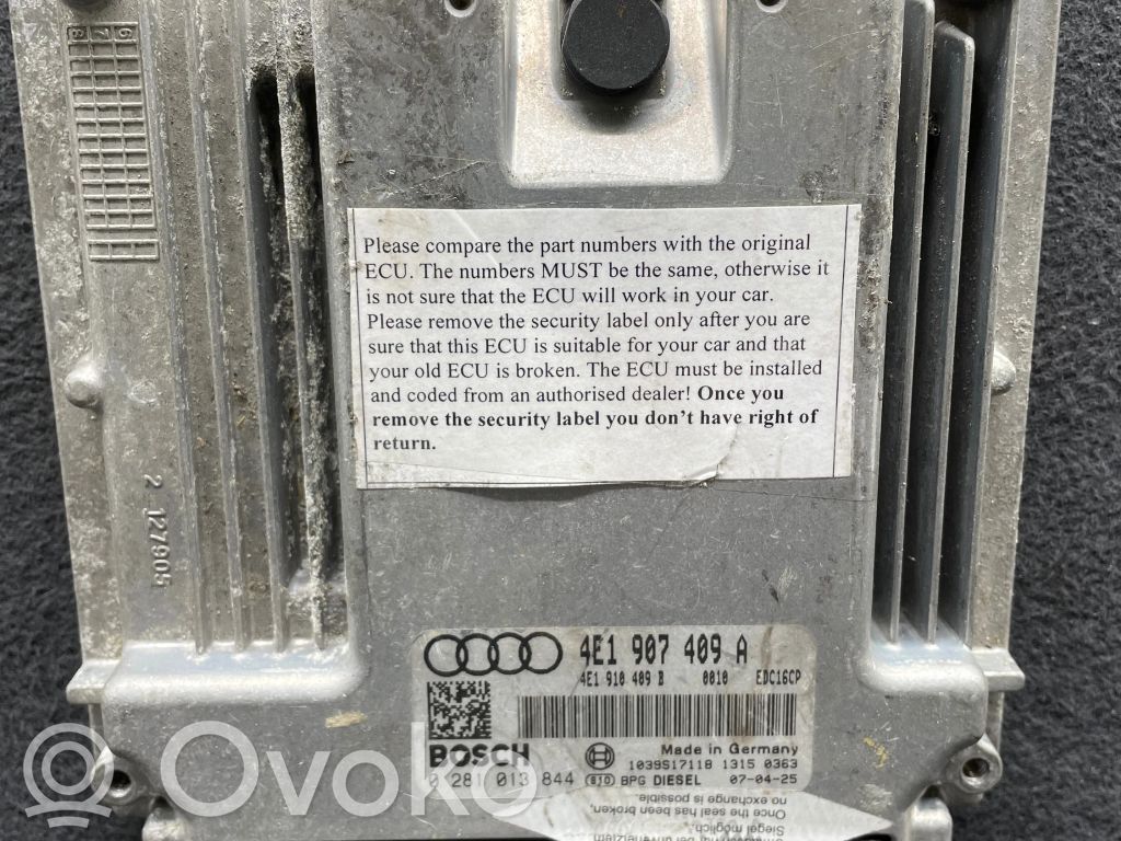 Engine control unit/module   4E1907409A,4E1910409B,0281013844