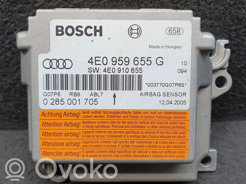 Airbag control unit/module   4E0959655G,4E0910655,0285001705