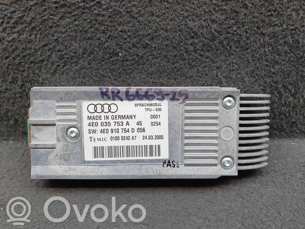 Audi A8 S8 D3 4E Äänikomentojen ohjainlaite 