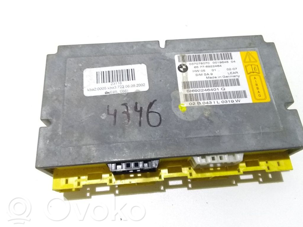 Turvatyynyn ohjainlaite/moduuli   65776922464,6922464