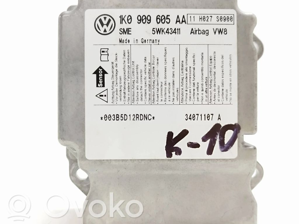 Centralina/modulo airbag   1K0909605AA,34071107A,5WK43411