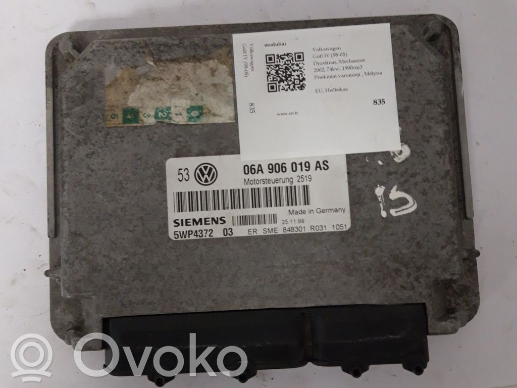 Engine control unit/module   06A906019AS,5WP4372