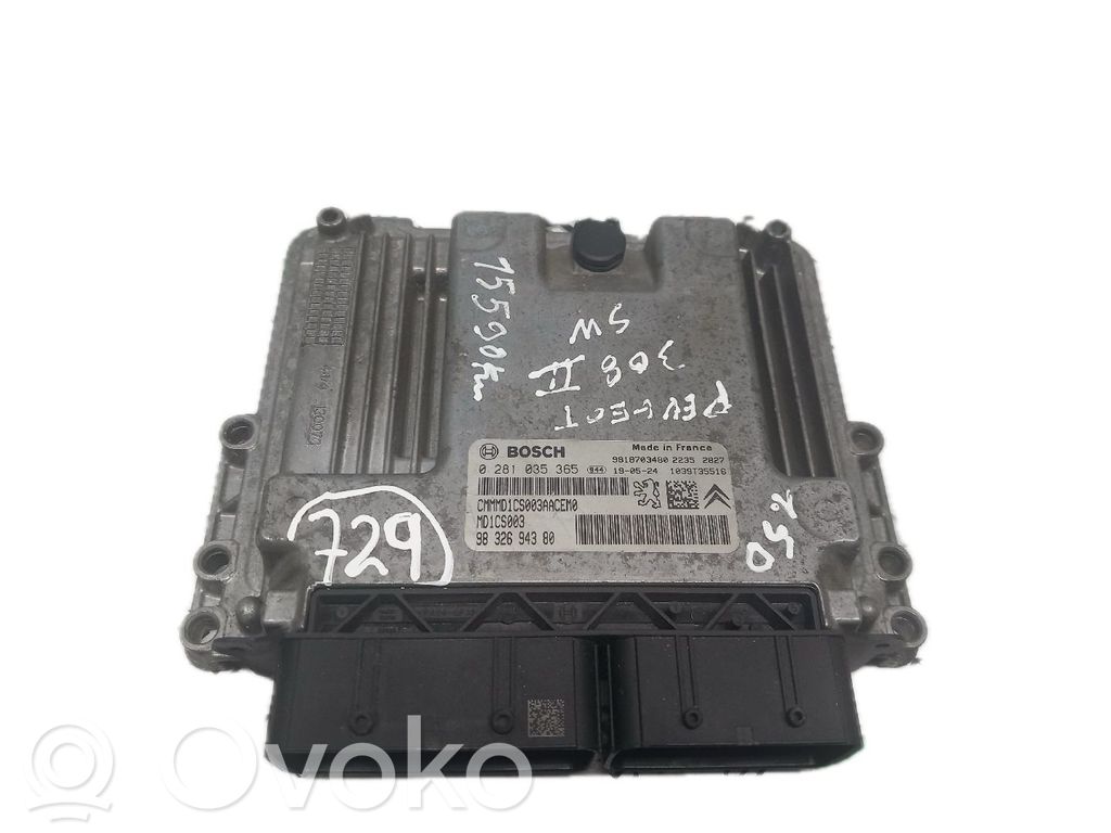 Unidad de control/módulo del motor   9832694380,0281035365,9818703480,MD1CS003,P208II