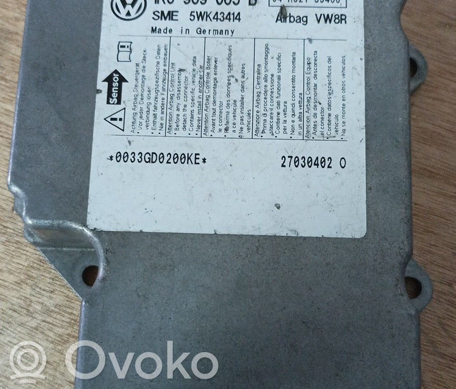 Sterownik / Moduł Airbag   1K0909605B,BRUNO,SME5WK43414