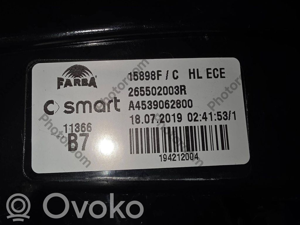 Smart ForFour II W453 Riflettore fanale posteriore 