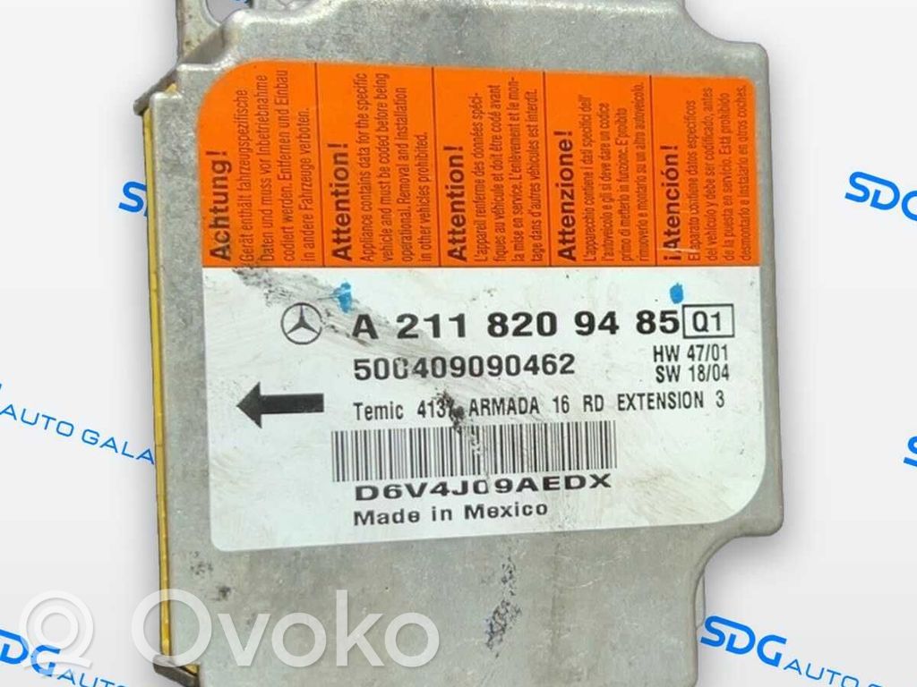 Mercedes-Benz E W211 Module de contrôle airbag