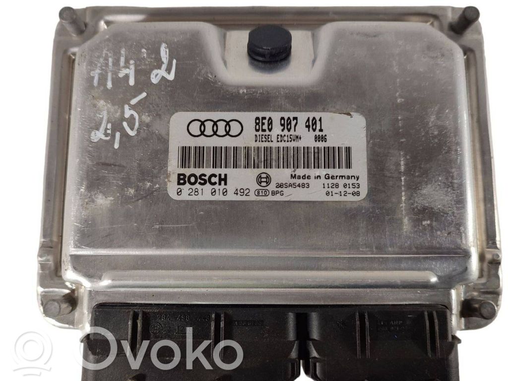 Engine control unit/module ECU   8E0907401,0281010492