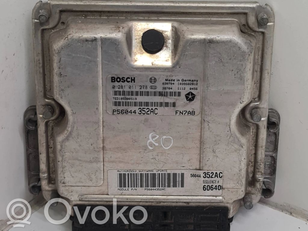 Engine control unit/module   P56044352AC,1039S02812,0281011278