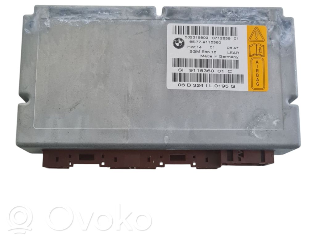 BMW 7 E65 E66 Unidad de control/módulo del Airbag 