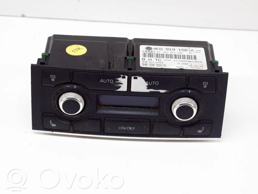 Audi A8 S8 D3 4E Interruptor de control del ventilador interior 