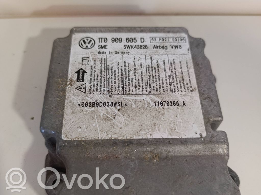 Sterownik / Moduł Airbag   1T0909605D,11070206A,5WK43828,003B9D038WS3,02H021S0100