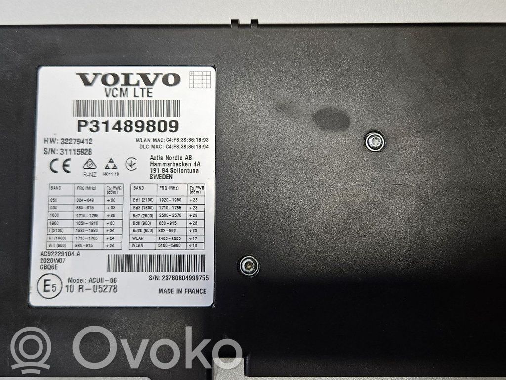 Volvo V60 Other control units/modules 