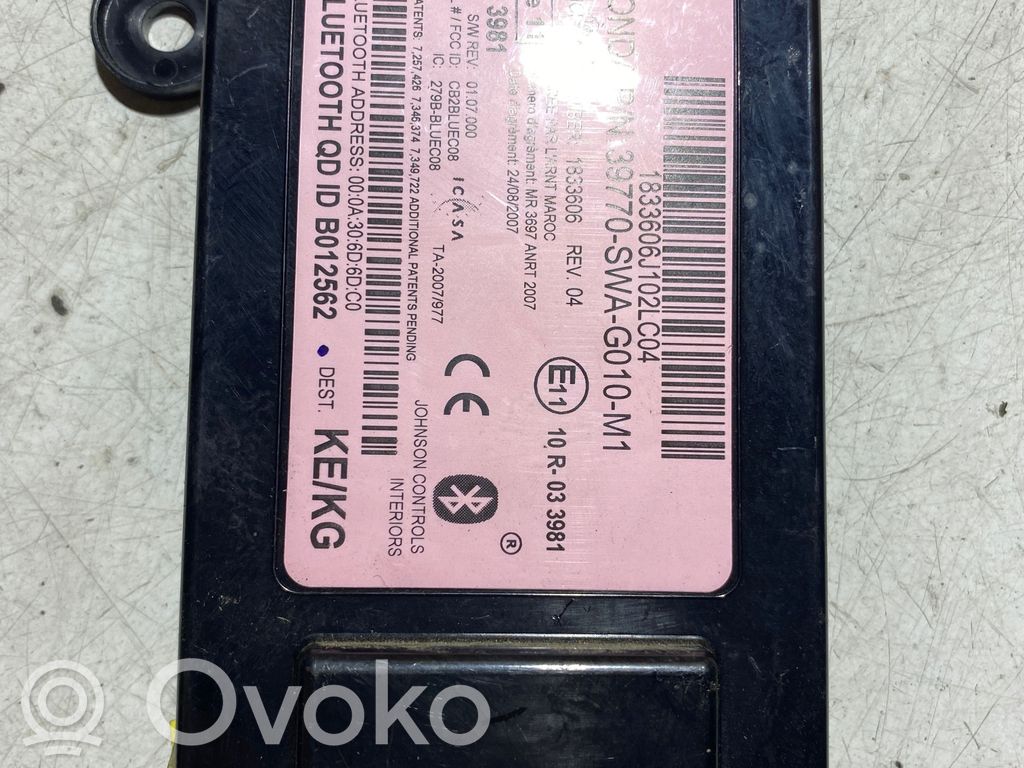 Bluetooth control unit module   1833606,1833606J102LC04,10R033981,39770SWAG010M1