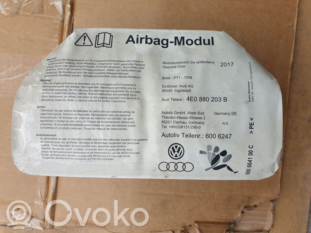 Audi A8 S8 D3 4E Airbag de passager 