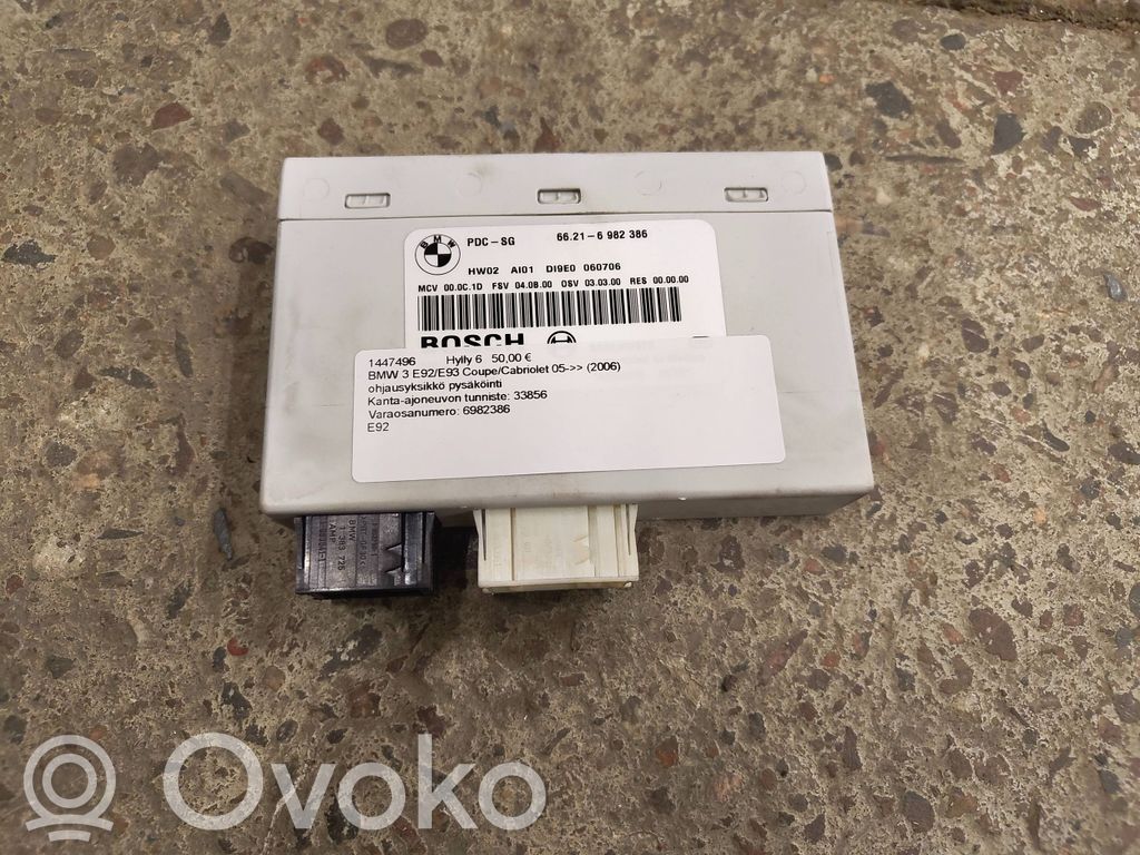 Unité de commande, module PDC aide au stationnement   6982386,9863869,66206969281,66206973115,66206974021,66206981390,66206982386,66206982390,66206982394,66206982402,66209225825,66209252639,66216947796,6947796,6969281,6973115,6974021,6981390,6982390,6982394,6982402,9225825,9252639