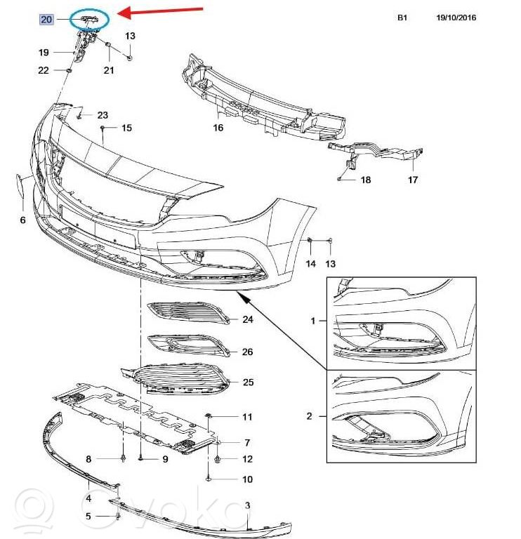 Opel Astra K Staffa di rinforzo montaggio del paraurti anteriore 