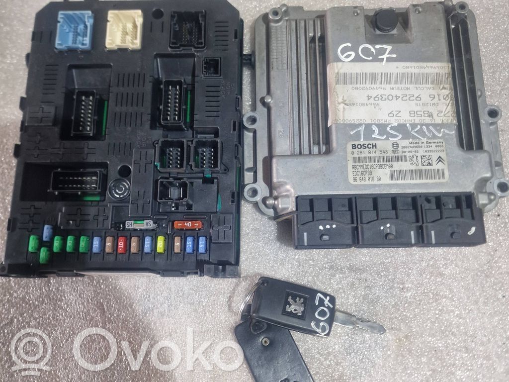 Peugeot 607 Engine ECU kit and lock set 