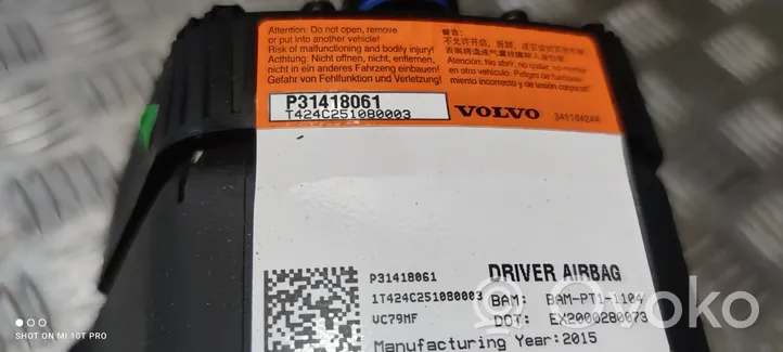 Volvo XC60 Poduszka powietrzna Airbag kierownicy 31418061
