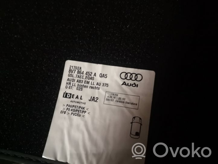 Audi A3 S3 8V Takaistuintilan matto 8V7864452A