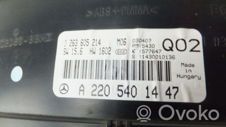 Mercedes-Benz CL C215 Tachimetro (quadro strumenti) 2205401447