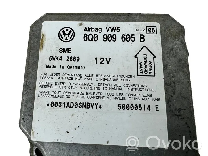 Volkswagen PASSAT B5.5 Oro pagalvių valdymo blokas 6Q0909605B