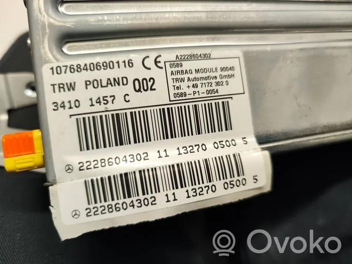 Mercedes-Benz S W222 Poduszka powietrzna Airbag drzwi tylnych 2228604302