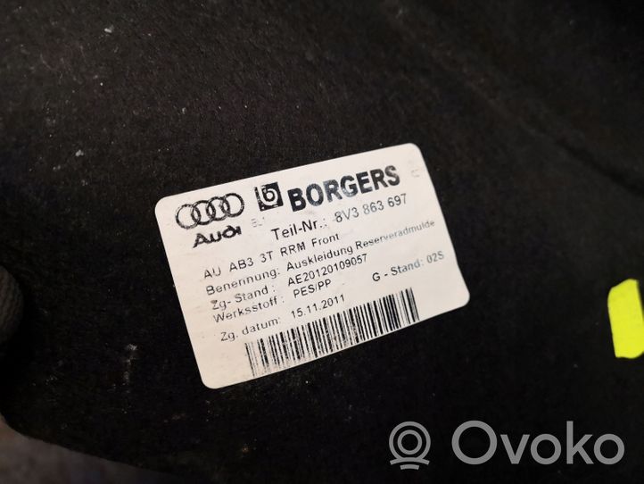 Audi A3 S3 8V Tavaratilan pohjan tekstiilimatto 8V3863697