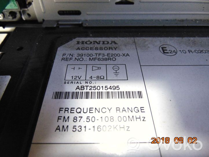 Honda Jazz Unité principale radio / CD / DVD / GPS 39100TF3E200XA