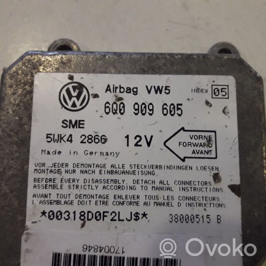 Volkswagen PASSAT B5 Oro pagalvių valdymo blokas 6Q0909605