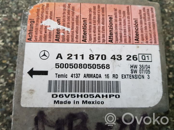 Mercedes-Benz E W211 Блок управления надувных подушек A2118704326