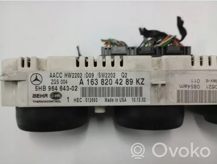 Mercedes-Benz ML W163 Oro kondicionieriaus/ klimato/ pečiuko valdymo blokas (salone) A1638204289