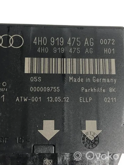 Audi A7 S7 4G Unité de commande, module PDC aide au stationnement 4H0919475AG