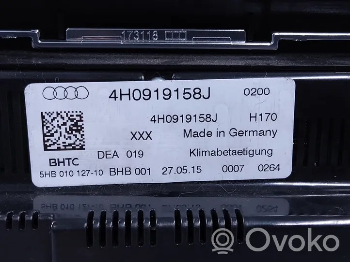 Audi A8 S8 D4 4H Ilmastoinnin ohjainlaite 4H0919158J