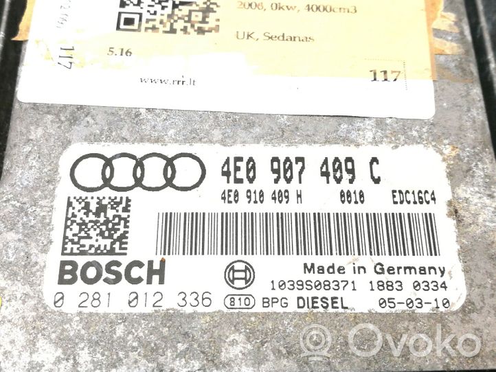 Audi A8 S8 D3 4E Sterownik / Moduł ECU 4E0907409C