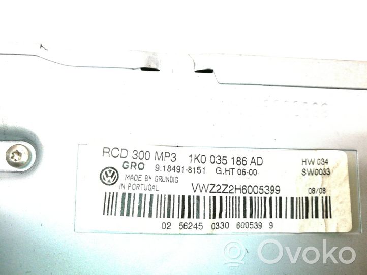 Volkswagen Jetta V Radio/CD/DVD/GPS-pääyksikkö 1K0035186AD