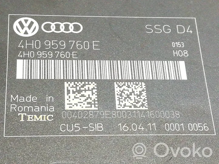 Audi A8 S8 D4 4H Modulo di controllo sedile 4H0959760E