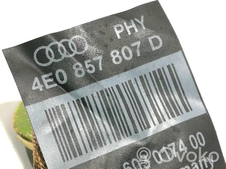 Audi A8 S8 D3 4E Keskipaikan turvavyö (takaistuin) 4E0857807D