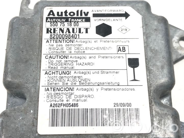 Renault Kangoo I Airbag control unit/module 550751800