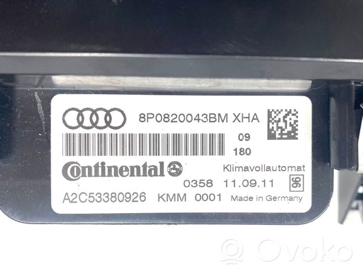 Audi A3 S3 A3 Sportback 8P Unité de contrôle climatique 8P0820043BM