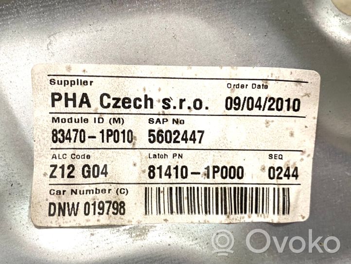 KIA Venga Mechanizm podnoszenia szyby tylnej bez silnika 834701P010