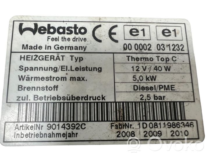 Volkswagen Multivan T5 Auxiliary pre-heater (Webasto) 7H0819008R