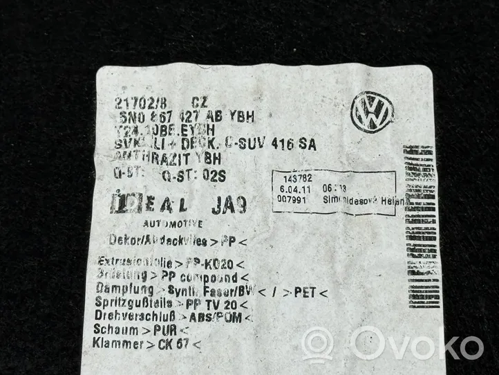 Volkswagen Tiguan Tavaratilan/takakontin alempi sivuverhoilu 5N0867427AB