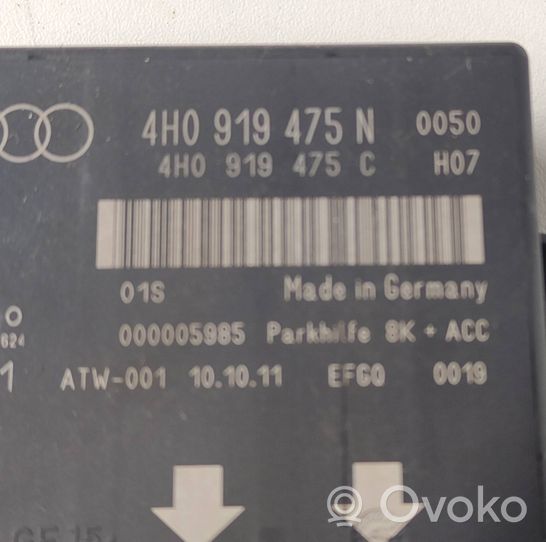Audi A6 C7 Pysäköintitutkan (PCD) ohjainlaite/moduuli 4H0919475N