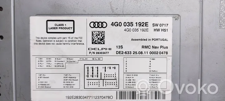 Audi A7 S7 4G Radio/CD/DVD/GPS-pääyksikkö 4G0035192E