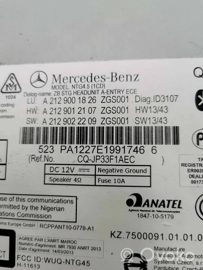 Mercedes-Benz E W212 Radio/CD/DVD/GPS-pääyksikkö A2129001826