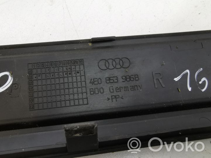 Audi A8 S8 D3 4E Garniture de protection de seuil intérieur 4E0853985B