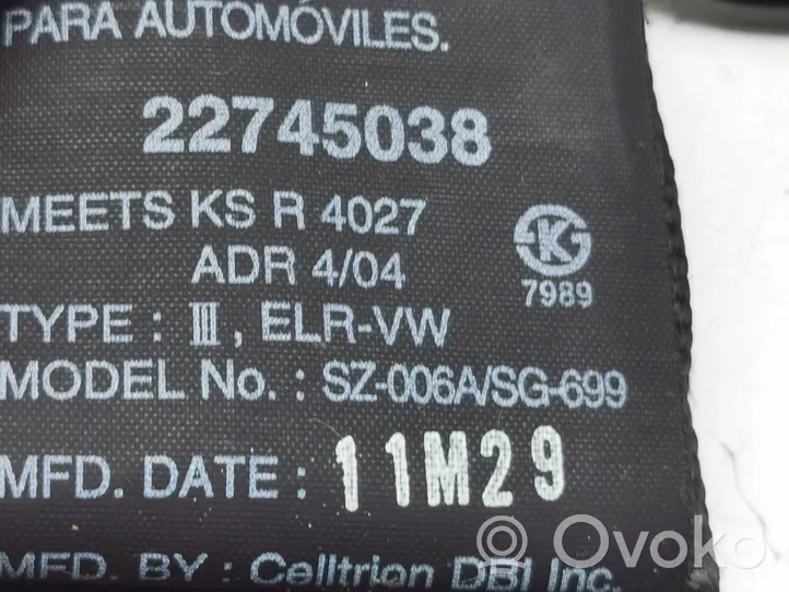 Opel Antara Cintura di sicurezza posteriore 22745038