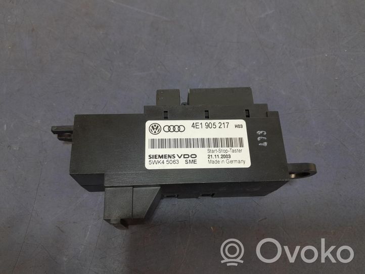 Audi A8 S8 D3 4E Interruttore a pulsante start e stop motore 4E1905217